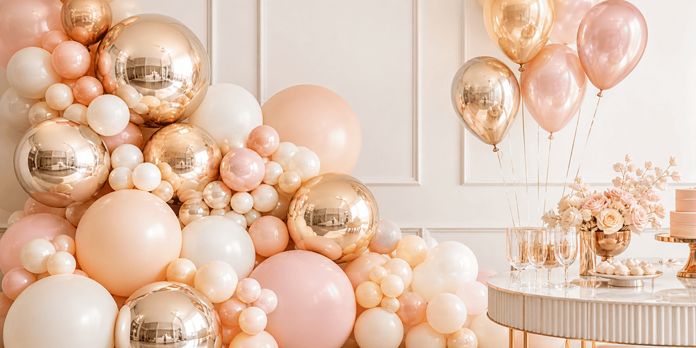 Makaron ve krom zincir balon seti